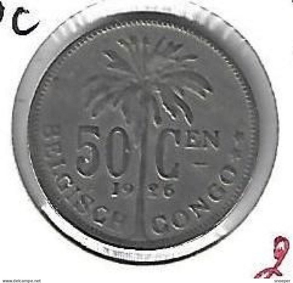 belgium congo 50 centimes 1926 dutch km 23 vf, Verzenden, Overige landen, Losse munt