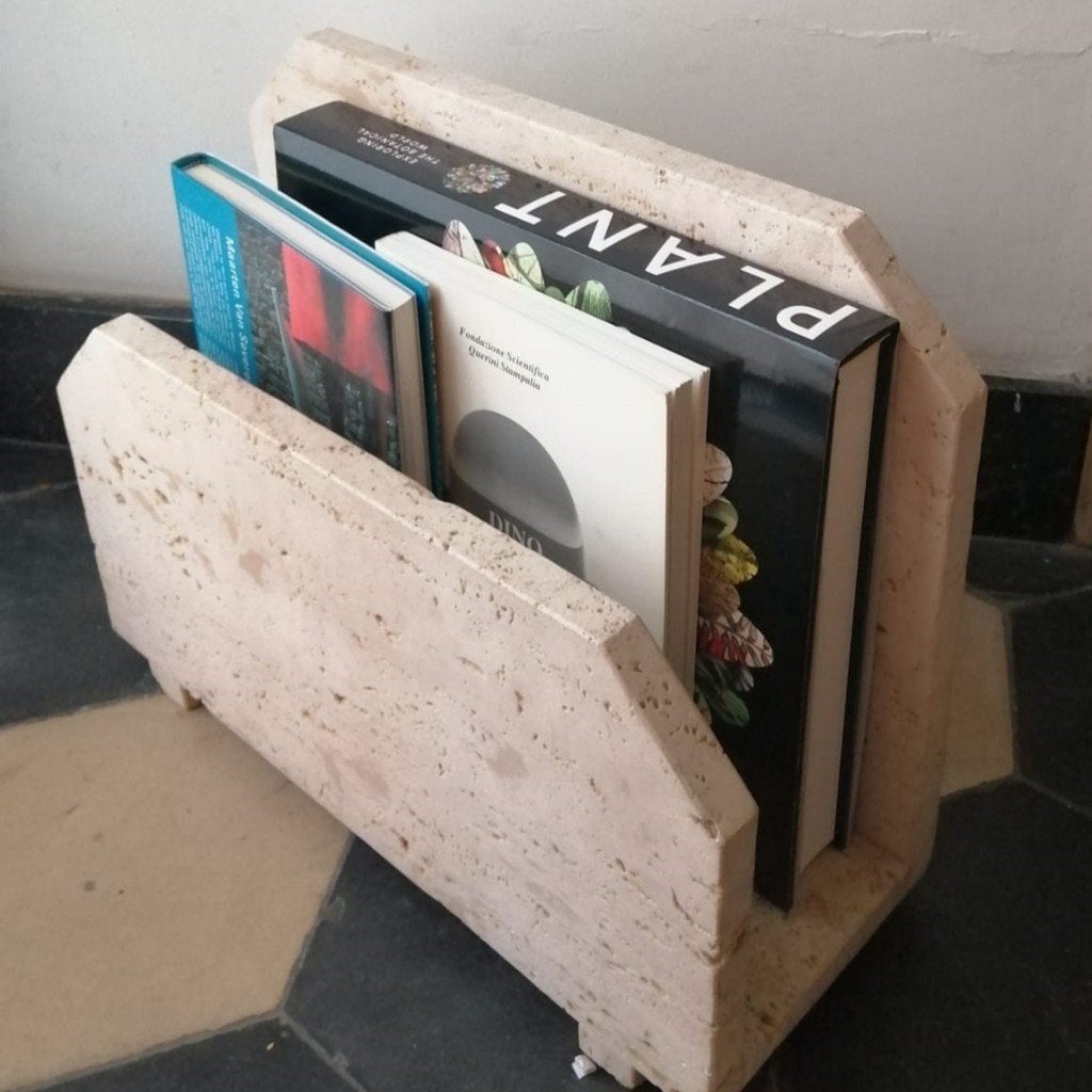 vintage travertin tijdschriftenrek, Huis en Inrichting, Woonaccessoires | Krantenbakken en Lectuurbakken, Tijdschriftenrek, Ophalen