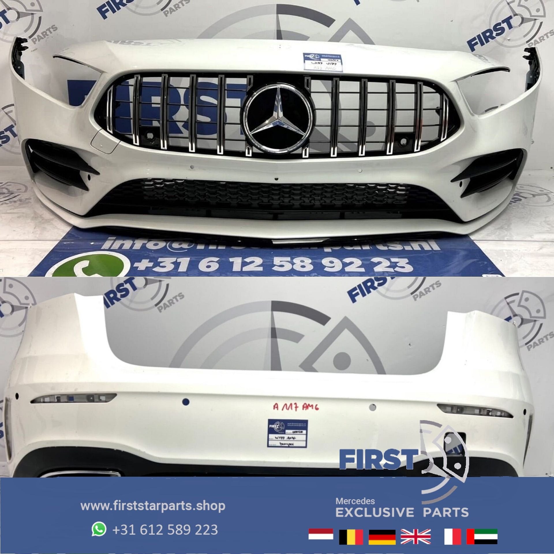 W177 AMG PAKKET Origineel Mercedes A Klasse 2022 BUMPERS WIT, Gebruikt, -, Ophalen of Verzenden, Bumper
