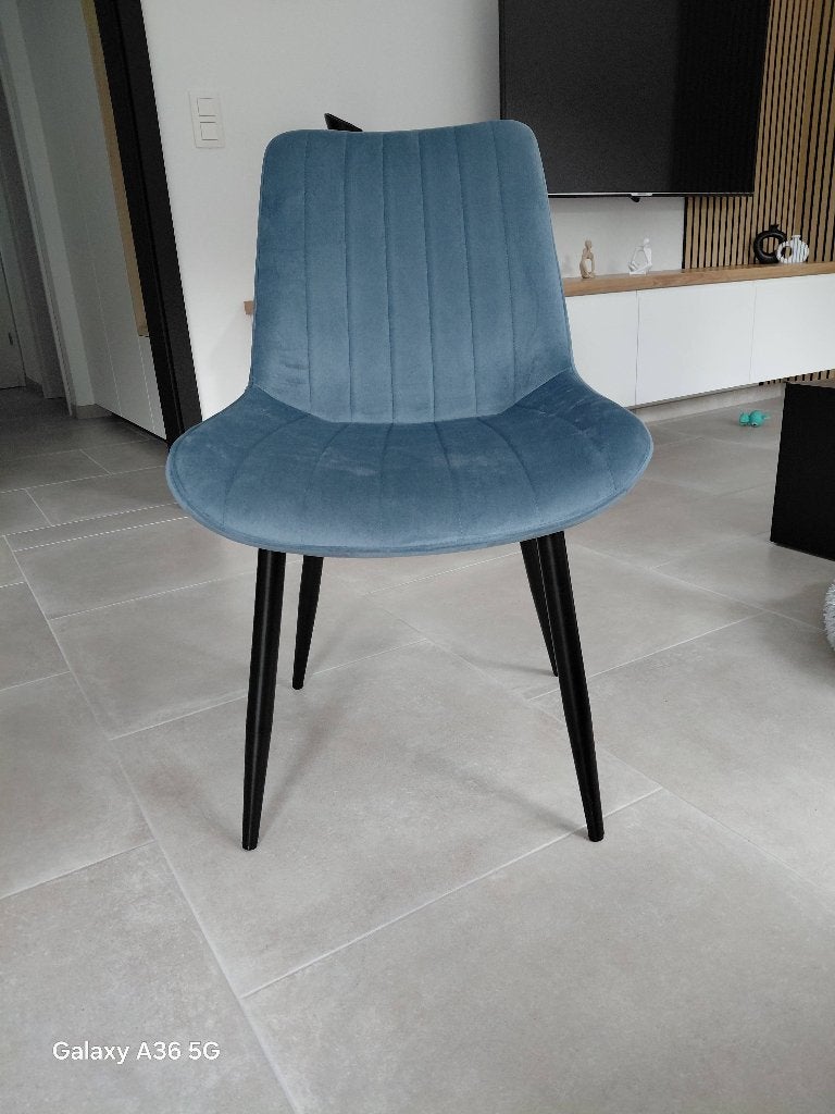 4 Chaises, Maison & Meubles, Chaises, Neuf, Tissus, Enlèvement, Bleu