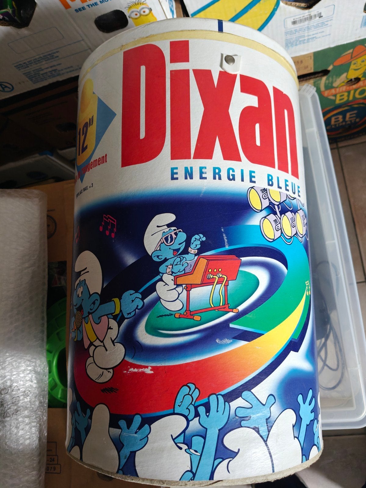vintage ton Dixan met Smurfen thema, Ophalen of Verzenden, Gebruikt, Gebruiksvoorwerp
