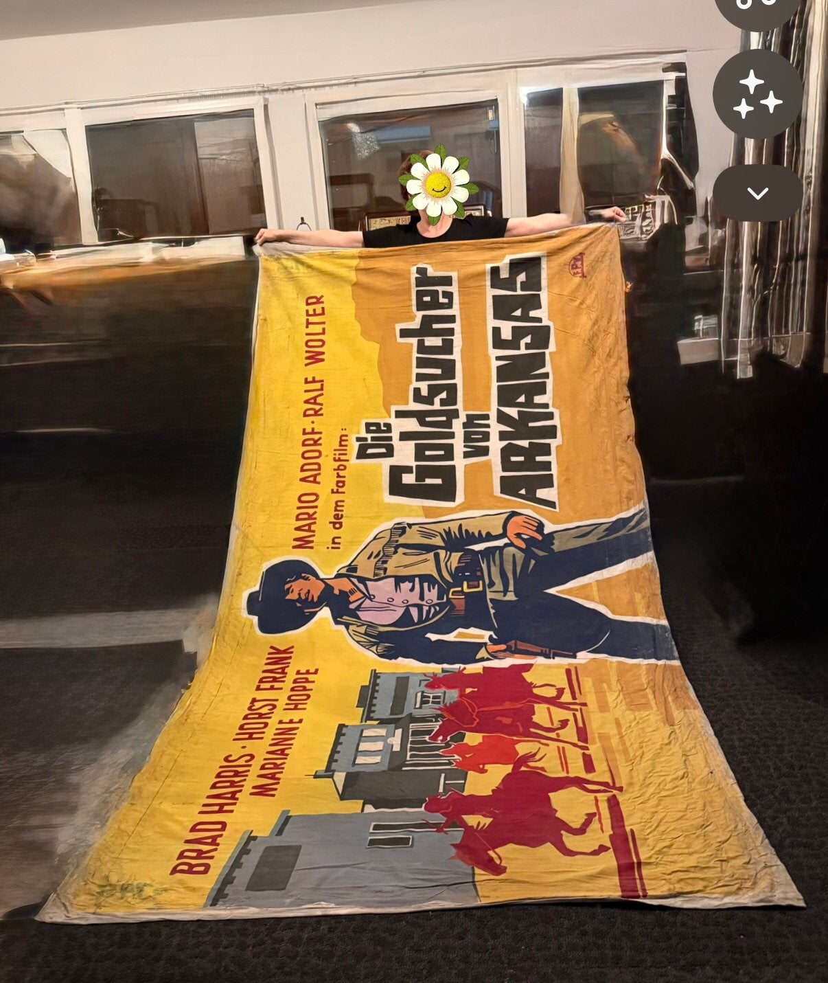 XXL (300 x 150 cm !) Filmdoek - Die Goldsucher von Arkansas, Ophalen of Verzenden, Gebruikt