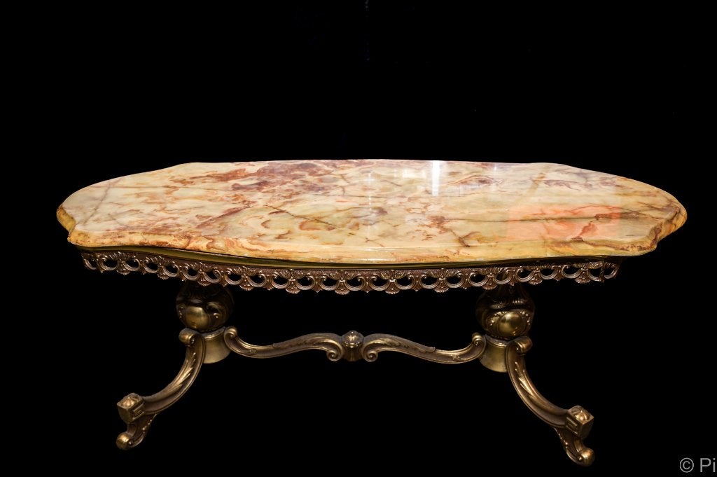 Salon tafel in Brons en Marmer, Ophalen, 50 – 75, Barok, 100 tot 150 cm