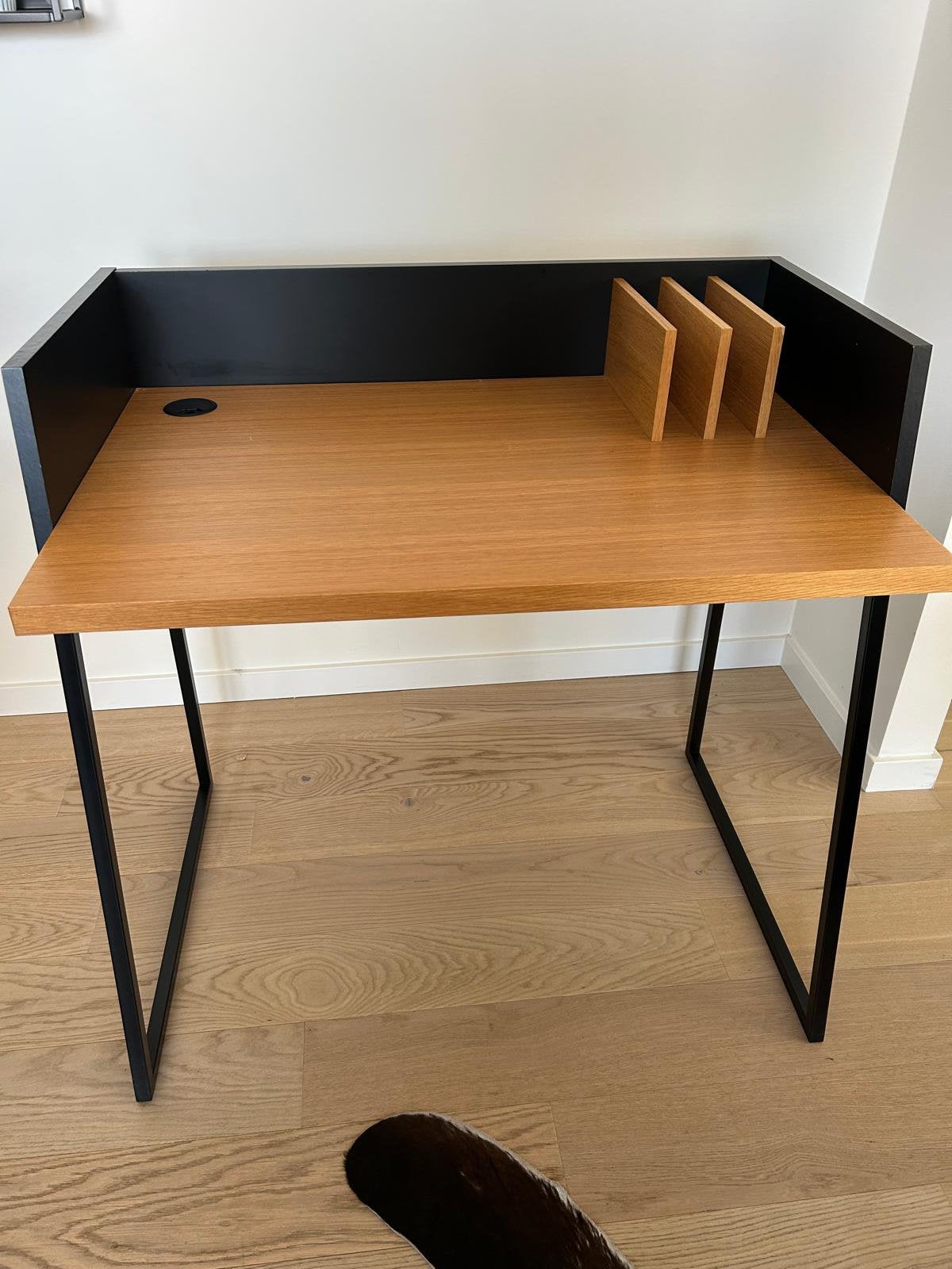 Design bureau, hout en metaal, Ophalen, Zo goed als nieuw, Zwart, Hout
