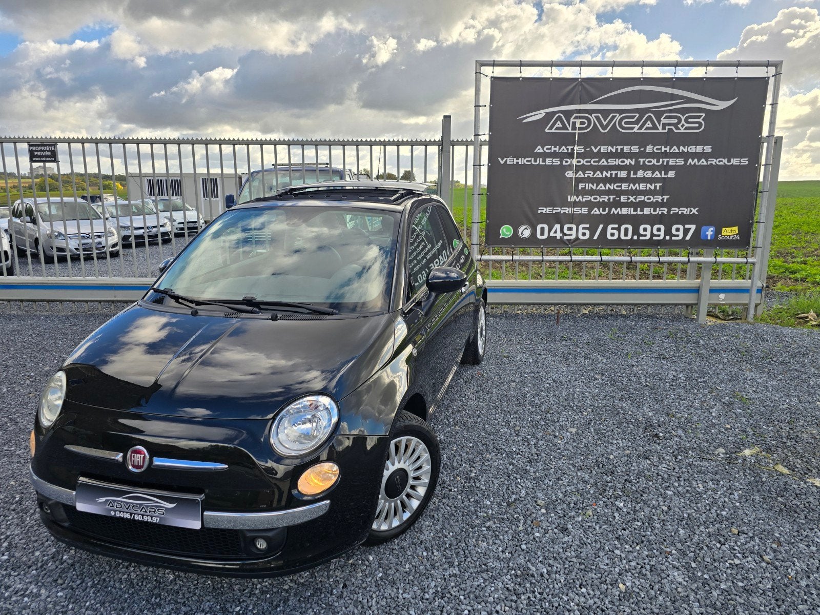 Fiat 500 1.2 lounge || 125.200km || Cuir || Toît Ouvra, Achat, Entreprise, Toit ouvrant, Noir