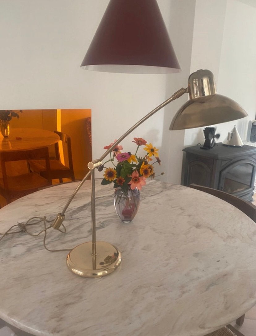 Vintage gouden bureaulamp, Ophalen, Zo goed als nieuw, Bureaulamp, Vintage