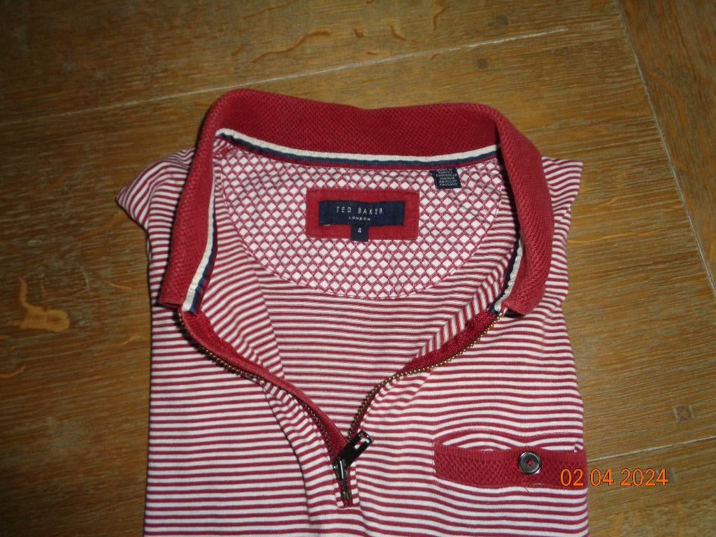 Ted Baker Polo / Rood - gestreept/maat L Nieuwstaat, Maat 52/54 (L), Ted Baker, Ophalen of Verzenden, Zo goed als nieuw