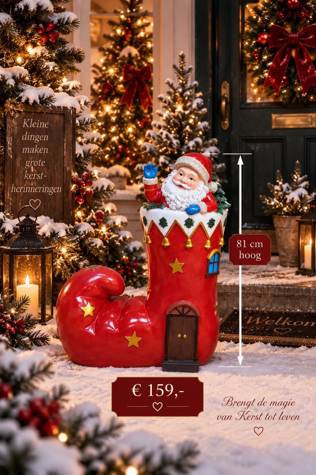 UNIEKE KERSTDECORATIE – KERSTMAN IN KERSTLAARS  81 cm, Diversen, Ophalen of Verzenden, Nieuw