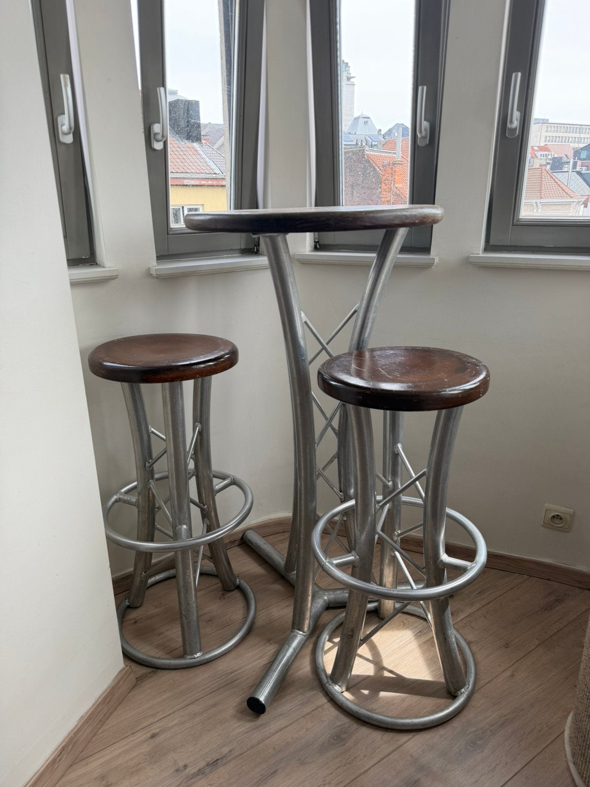 Barkrukken + statafel set industriële stijl, Huis en Inrichting, Barkrukken, Ophalen, Zo goed als nieuw, Hout