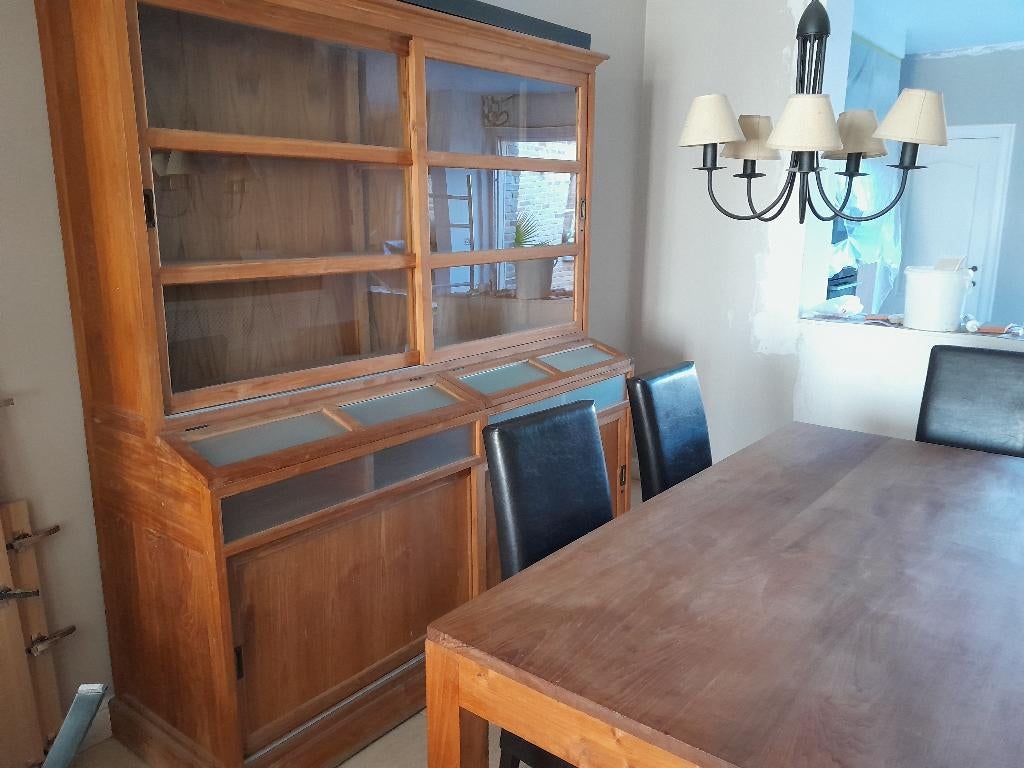 Teak buffetkast plus tafel en stoelen, Ophalen, Gebruikt, 200 cm of meer, 150 tot 200 cm
