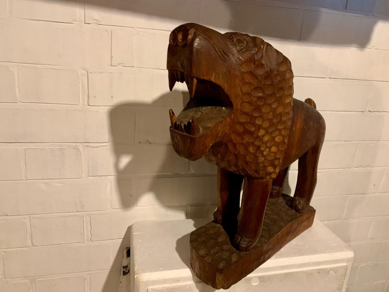 Beeld afrikaanse leeuw, Ophalen, 50 - 100 cm, Beeld, Hout