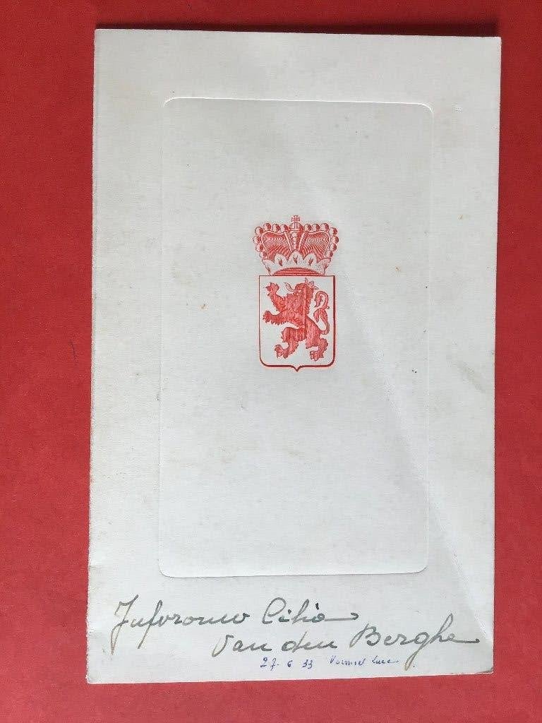 Menu 27 juni 1933 Hasselt  Mgr Kerkhofs en Vanden Berghe, Enlèvement ou Envoi, Belgique, Utilisé, Geen