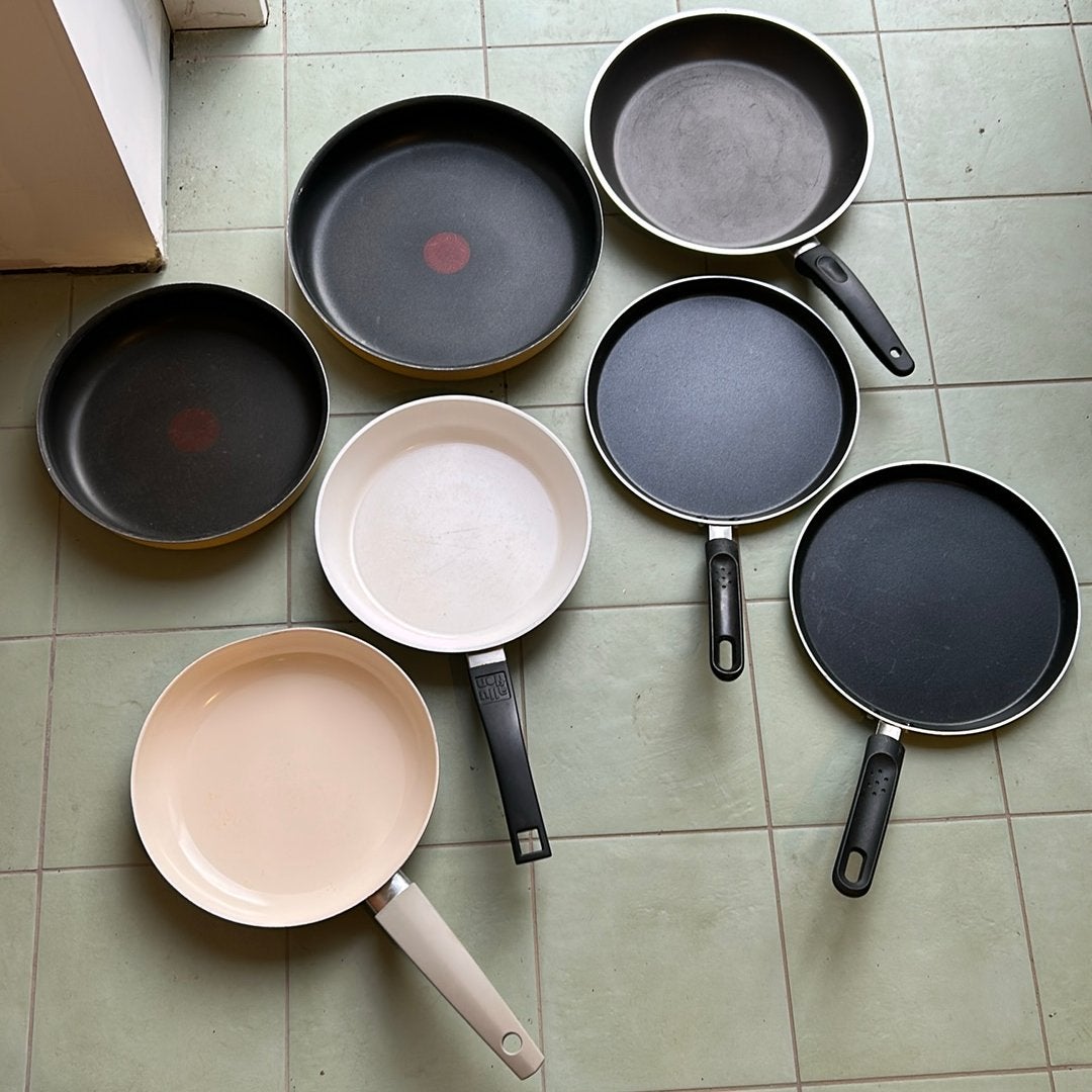 7 Poêles cuisine d'occasion - En lot 40 € ou séparé 5 à 10 €, Enlèvement, Comme neuf, Poêle à crêpes, Tefal