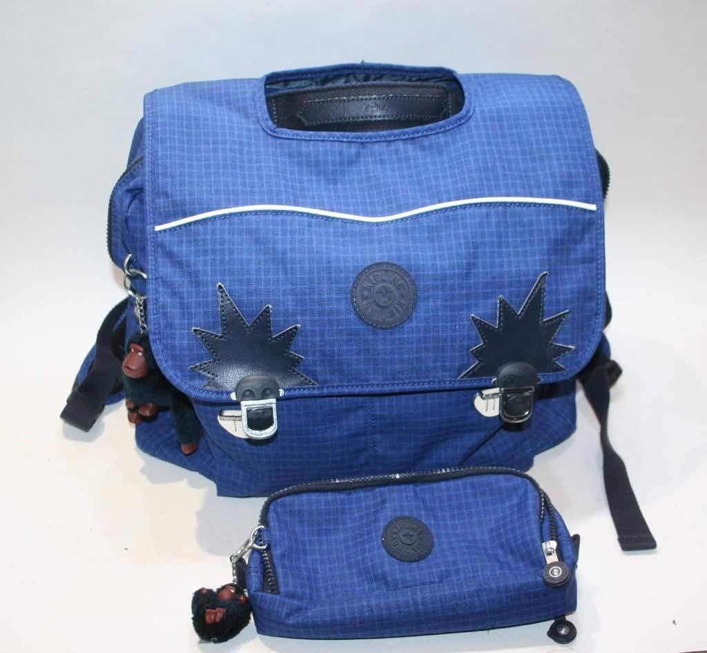 Kipling schooltas Iniko + pennetas 3 vakken + 2 aapjes TOP, Handtassen en Accessoires, Tassen | Schooltassen, Zo goed als nieuw