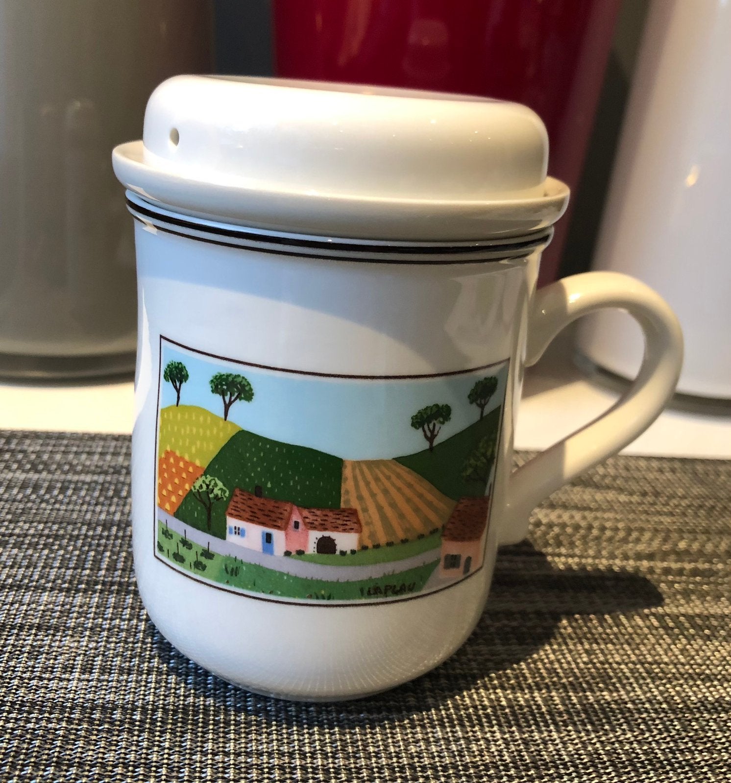 Mug Villeroy & Boch Design Naif avec passoire à thé, Maison & Meubles, Enlèvement ou Envoi, Mug, Villeroy & Boch, Comme neuf