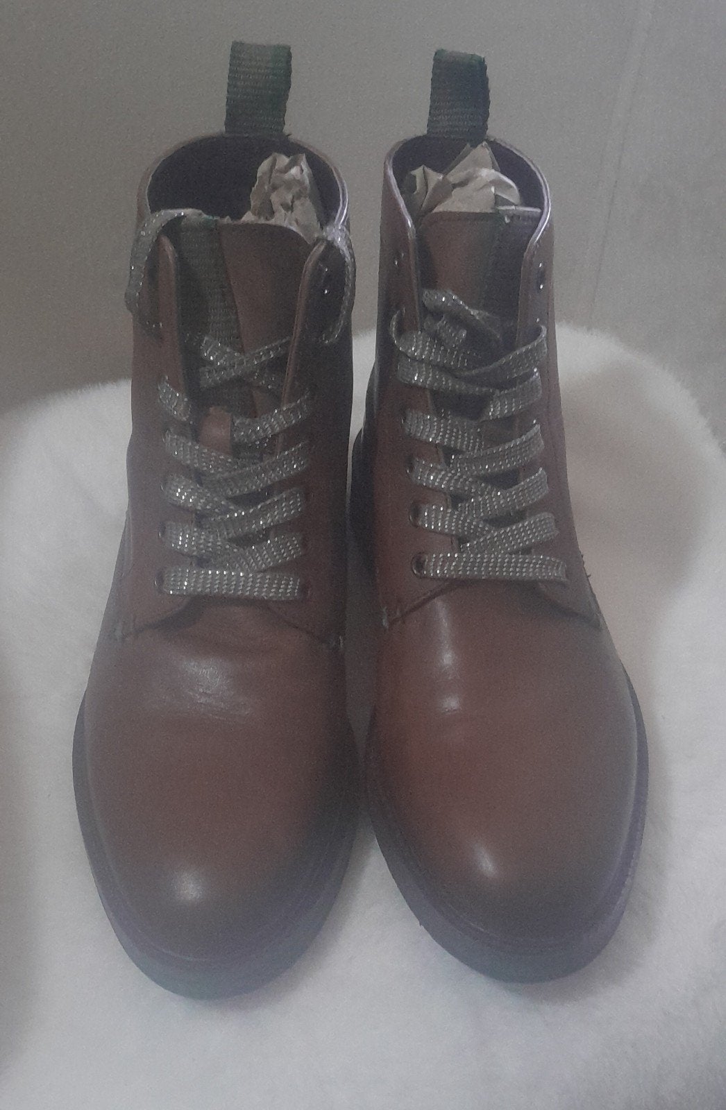 Bottines à lacets en cuir marron GR by Geo Reino - Taille 40, Enlèvement ou Envoi, Brun, Porté, Geo Reino