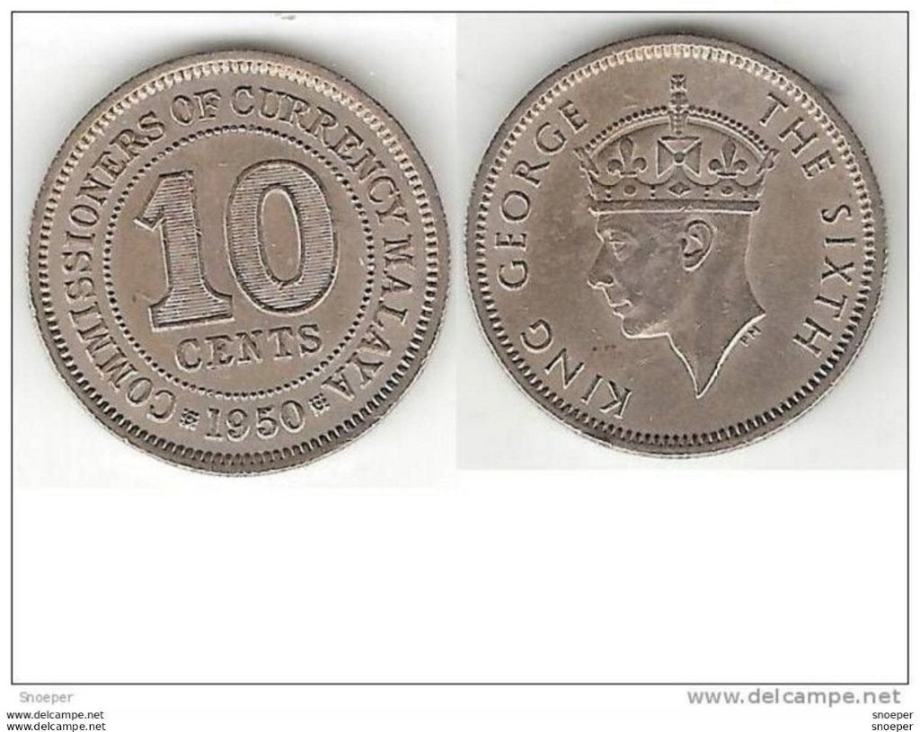 malaya 10 cents 1950 km 8 xf+, Timbres & Monnaies, Monnaies | Asie, Envoi, Asie du Sud Est, Monnaie en vrac