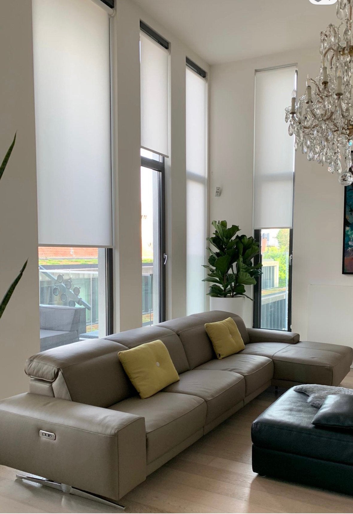 Lederen salon te koop (kleur taupe), Enlèvement, Utilisé, Cuir