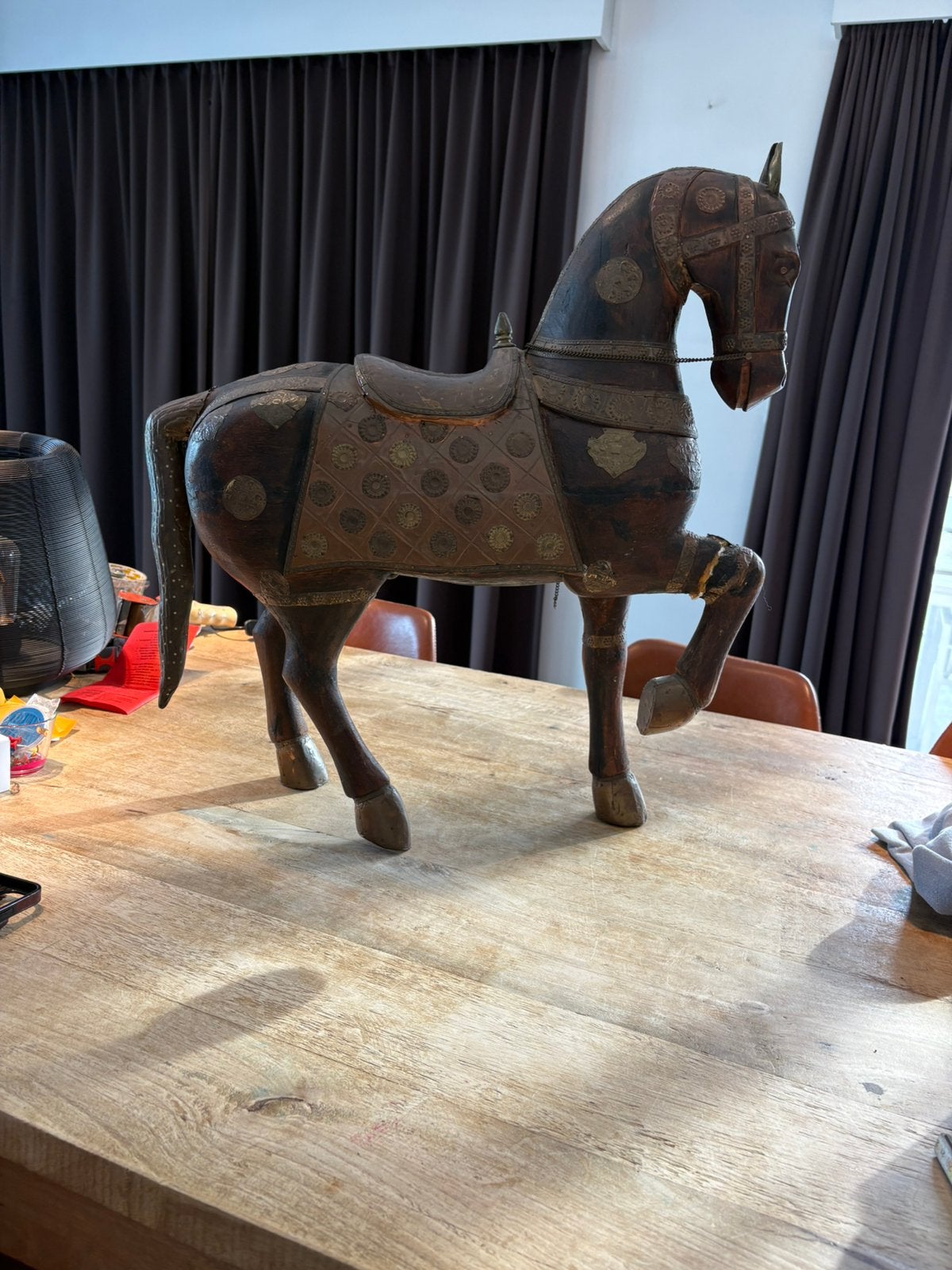 Indisch houten paard te koop, Mammifère, Autres styles, Bois, Asie