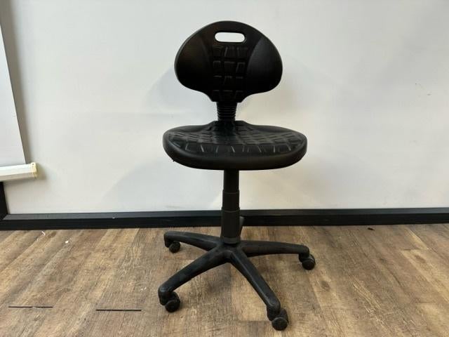Gebruikte werkplaatsstoel kunststof, Ophalen, Zwart