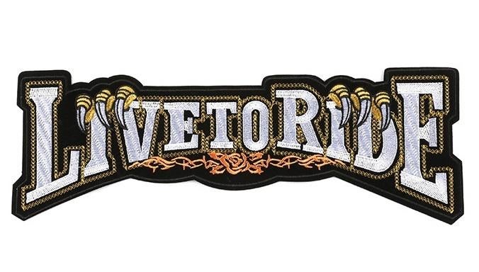 Biker strijkpatch Live to Ride (wit) - 322 x 113 mm (XL), Motoren, Ophalen of Verzenden, Nieuw zonder kaartje