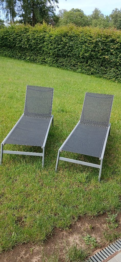 Twee ligstoelen tuin, Ophalen, Gebruikt, Metaal, Verstelbaar