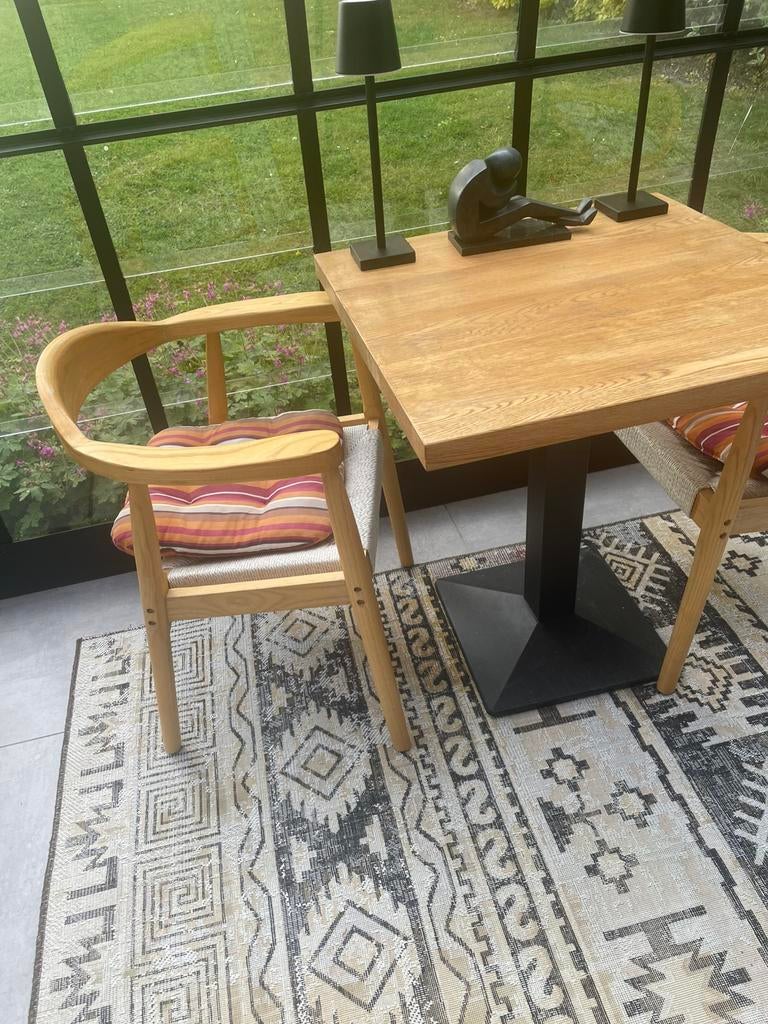 Zeer stevige bistrottafel met twee stoelen, Tuin en Terras, Tuinsets en Loungesets, Ophalen, Zo goed als nieuw, 2 zitplaatsen