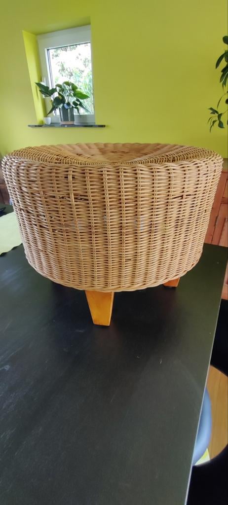 Rotan poef, Huis en Inrichting, Ophalen, Minder dan 50 cm, Gebruikt, Rond