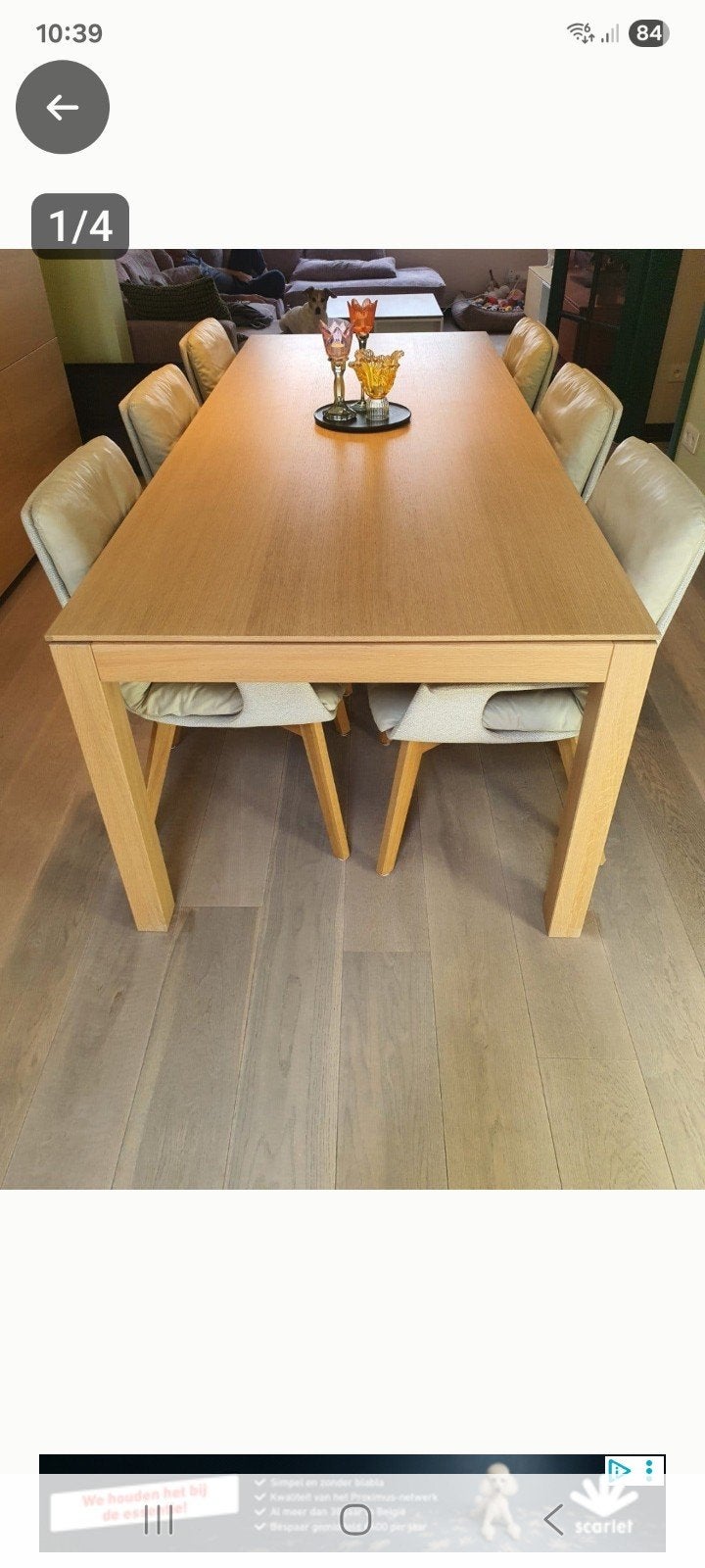 eiken tafel 240x100 (zonder de stoelen), Ophalen, Zo goed als nieuw, Modern - klasse, 6 tot 8 stoelen