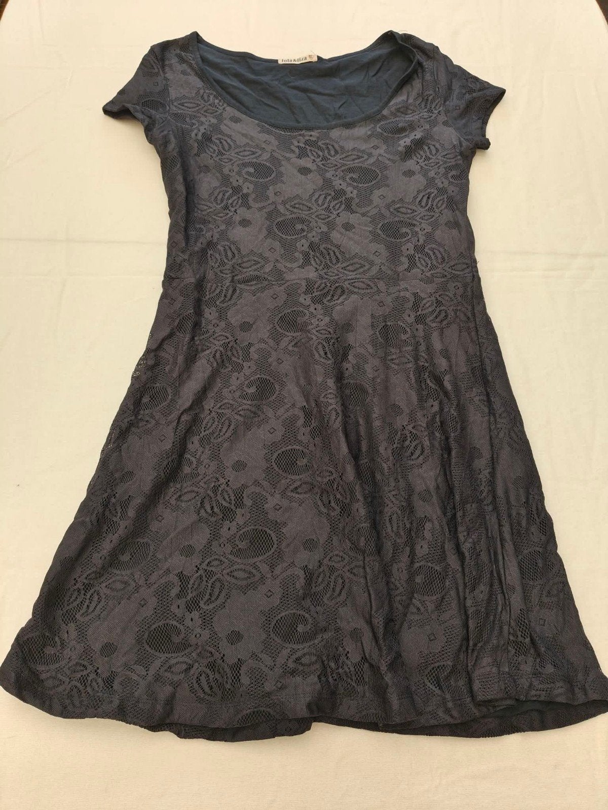 Robe bleu marine Lola & Liza en dentelle – coupe évasée, Kleding | Dames, Gelegenheidskleding, Ophalen of Verzenden, Blauw