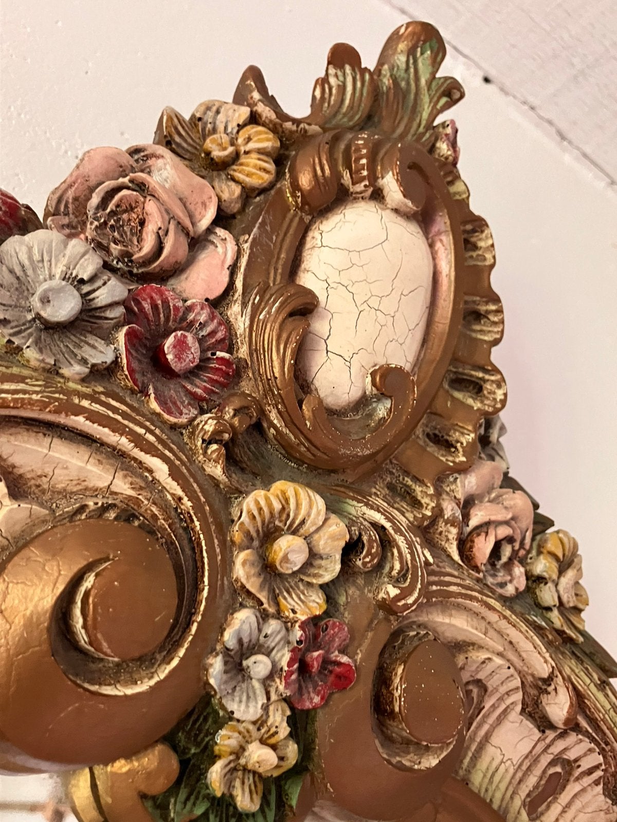 Prachtige grote brocante barok spiegel, Ophalen, Gebruikt, Minder dan 100 cm, Ovaal