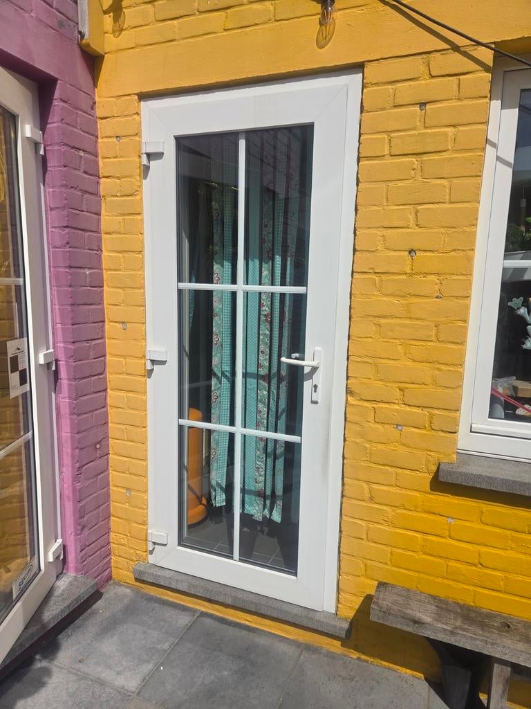 Porte en PVC blanc, Bricolage & Construction, Double vitrage, 160 cm ou plus, Fenêtre de façade ou Vitre, Enlèvement