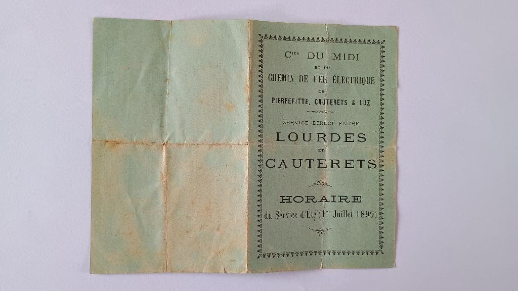 Brochure de 1899 des horaires de train Lourdes-Cauterets, Collections, Trains & Trams, Enlèvement, Train