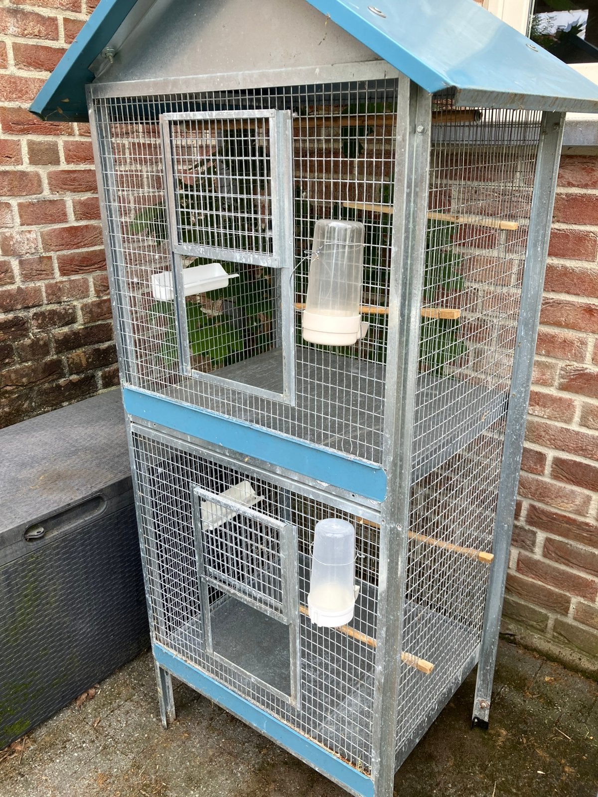 DUBBELE METALEN VOLIERE MET TOEBEHOREN NU 95 EURO, Dieren en Toebehoren, Ophalen, Zo goed als nieuw, Metaal, Volière