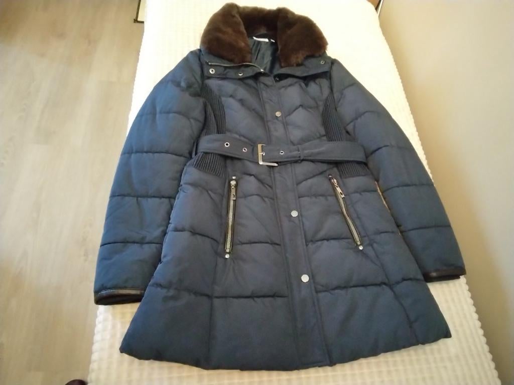 Veste pour femme - bleue - avec col en fourrure amovible, Vêtements | Femmes, Vestes | Hiver, Enlèvement, Taille 38/40 (M), Bleu