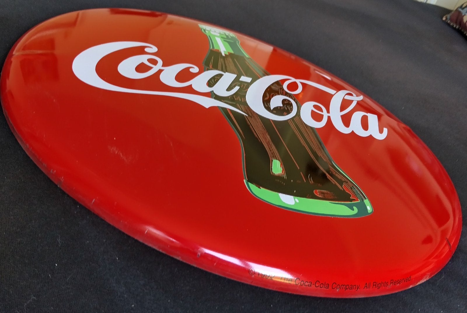 Originele Coca Cola Button U.S.A.1992. (50cm), Ophalen of Verzenden, Zo goed als nieuw, Reclamebord