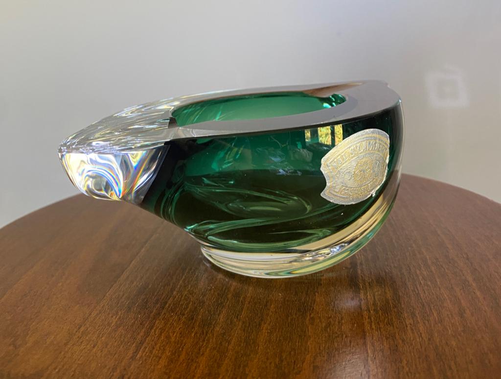 Kristallen asbak/lege zak gesigneerd Val Saint-Lambert., Ophalen