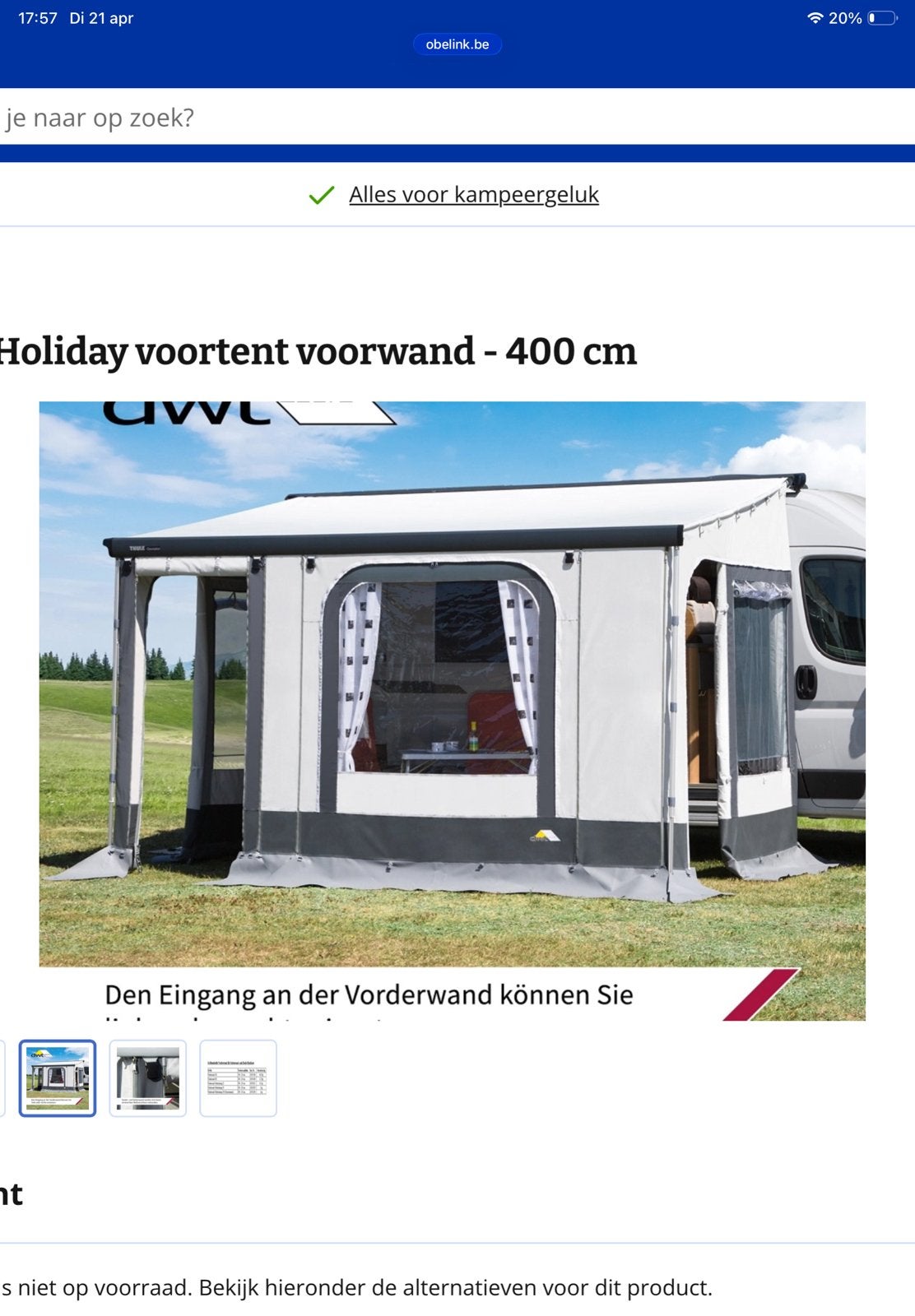 Voor en zijwanden luifel, Caravanes & Camping, Enlèvement, Neuf