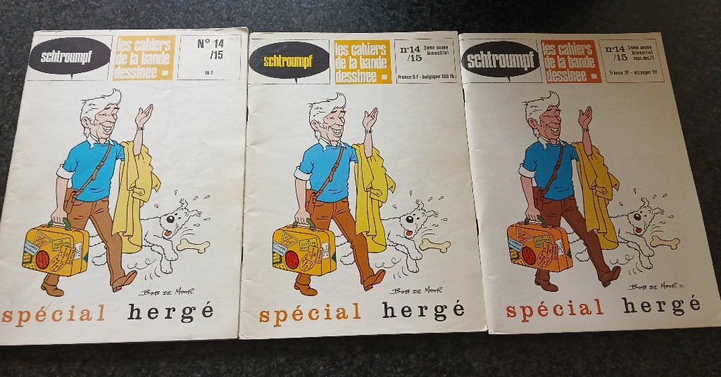 3 éditions de la revue Schtroumpf sur Hergé, Enlèvement, HERGE