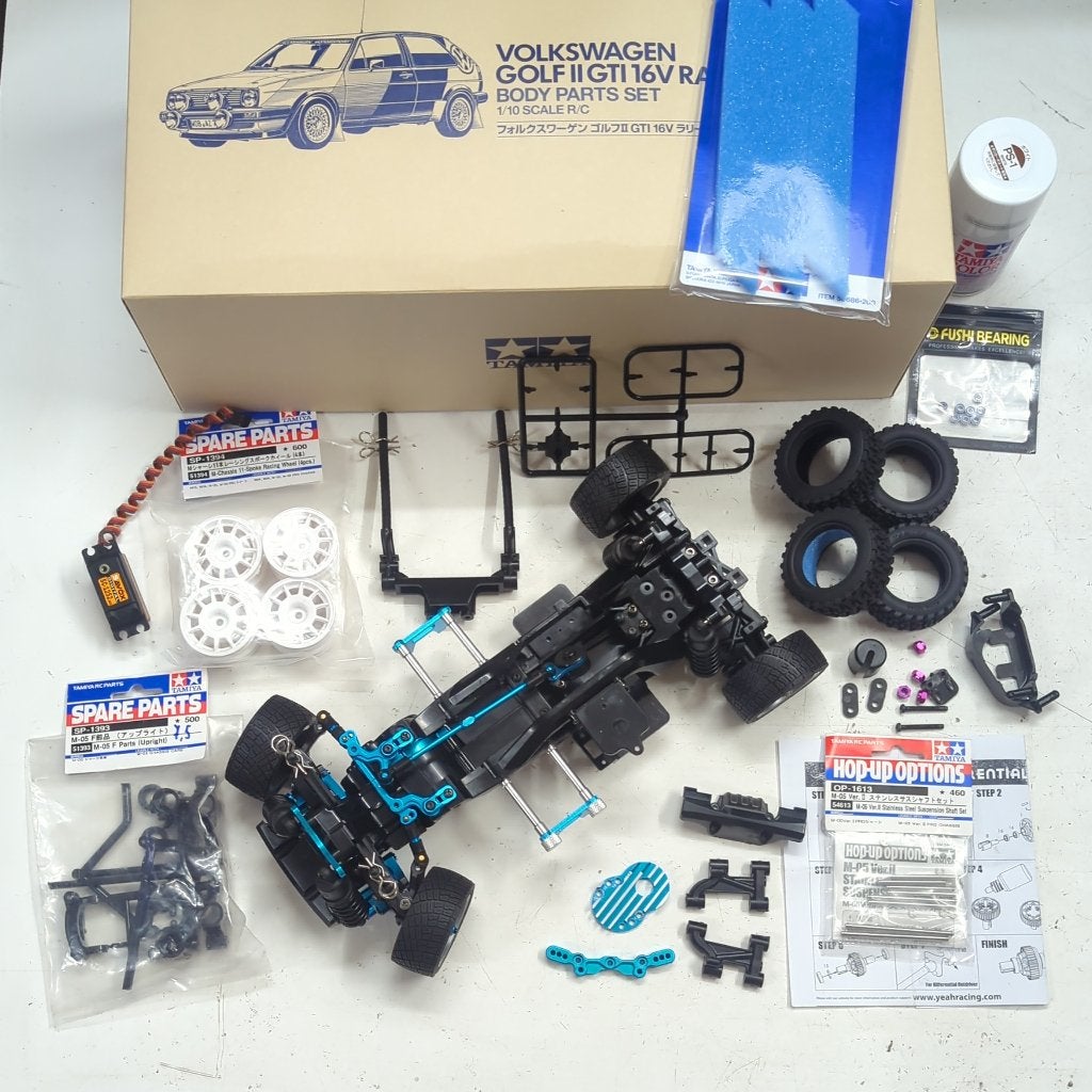 Tamiya M-05 Golf GTI + zeer veel upgrades, veel nieuwe delen, Ophalen of Verzenden, Gebruikt, Schaal 1:10, Auto onroad