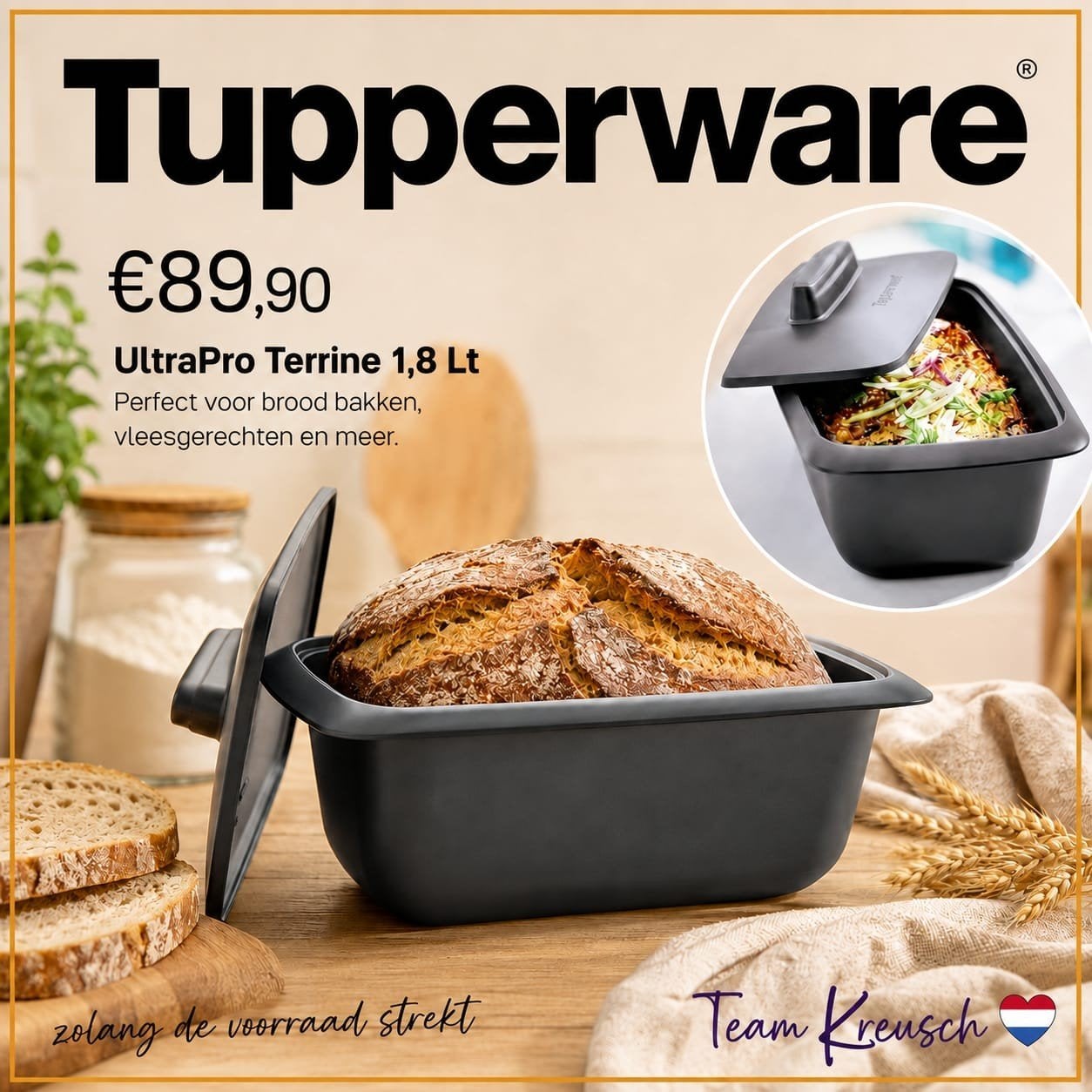 nieuwe ultrapro terrine van tupperware 1.8 liter, Maison & Meubles, Cuisine| Tupperware, Enlèvement ou Envoi, Neuf