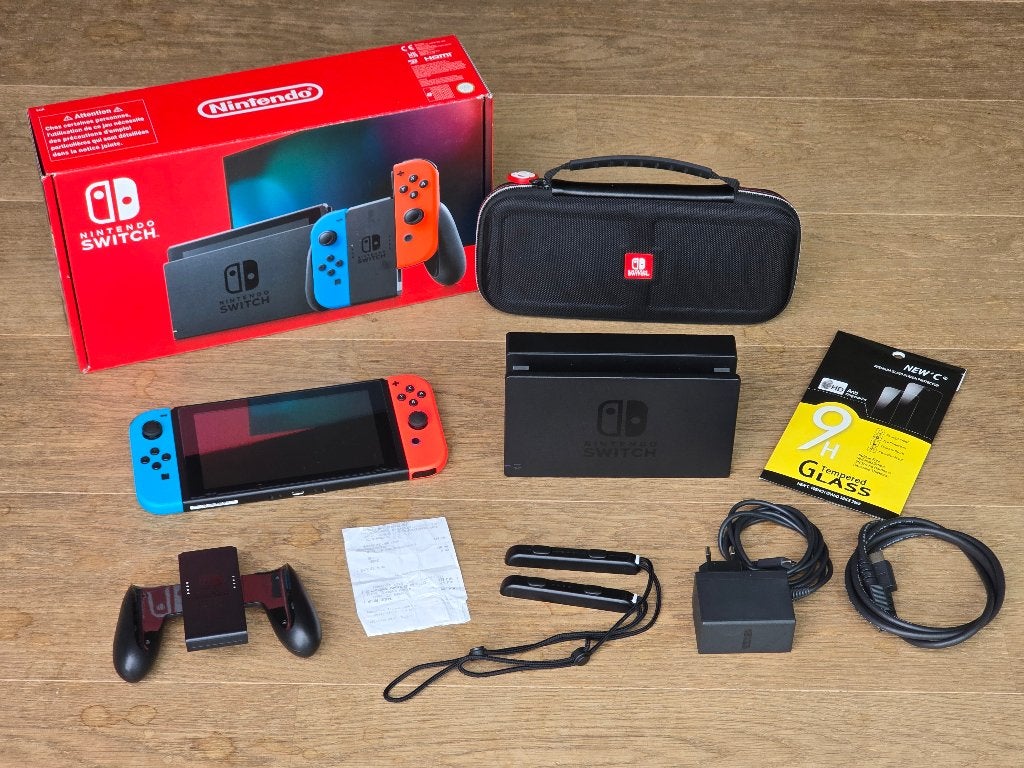 Nintendo Switch V2 + 128GB SD-kaart – als nieuw, Ophalen of Verzenden, Zo goed als nieuw, Met 2 controllers, Switch 2019 Upgrade