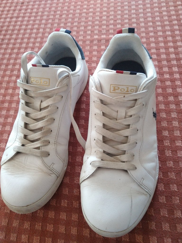 RALPH LAUREN baskets blanches T.43 TBE, Vêtements | Hommes, Chaussures, Enlèvement ou Envoi, Ralph Lauren, Porté, Blanc