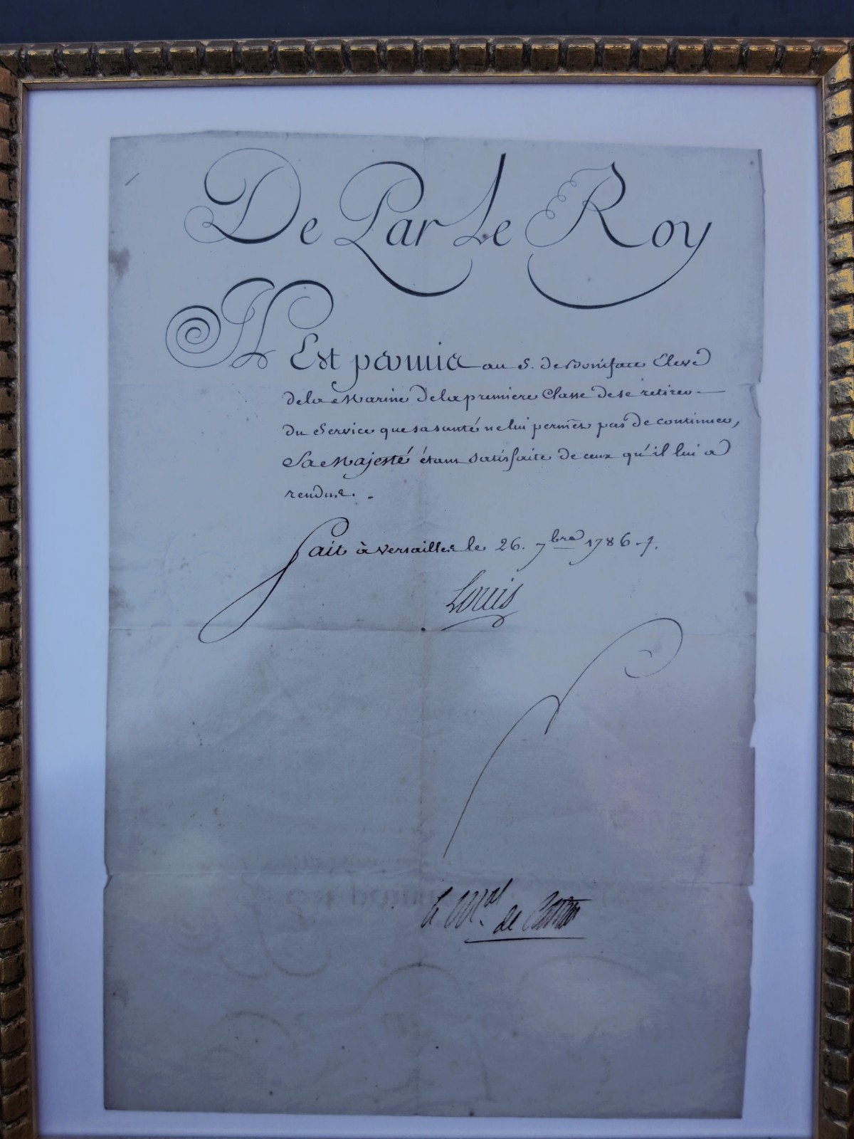 Manuscrit du roi Louis XVI, 1786, Enlèvement ou Envoi