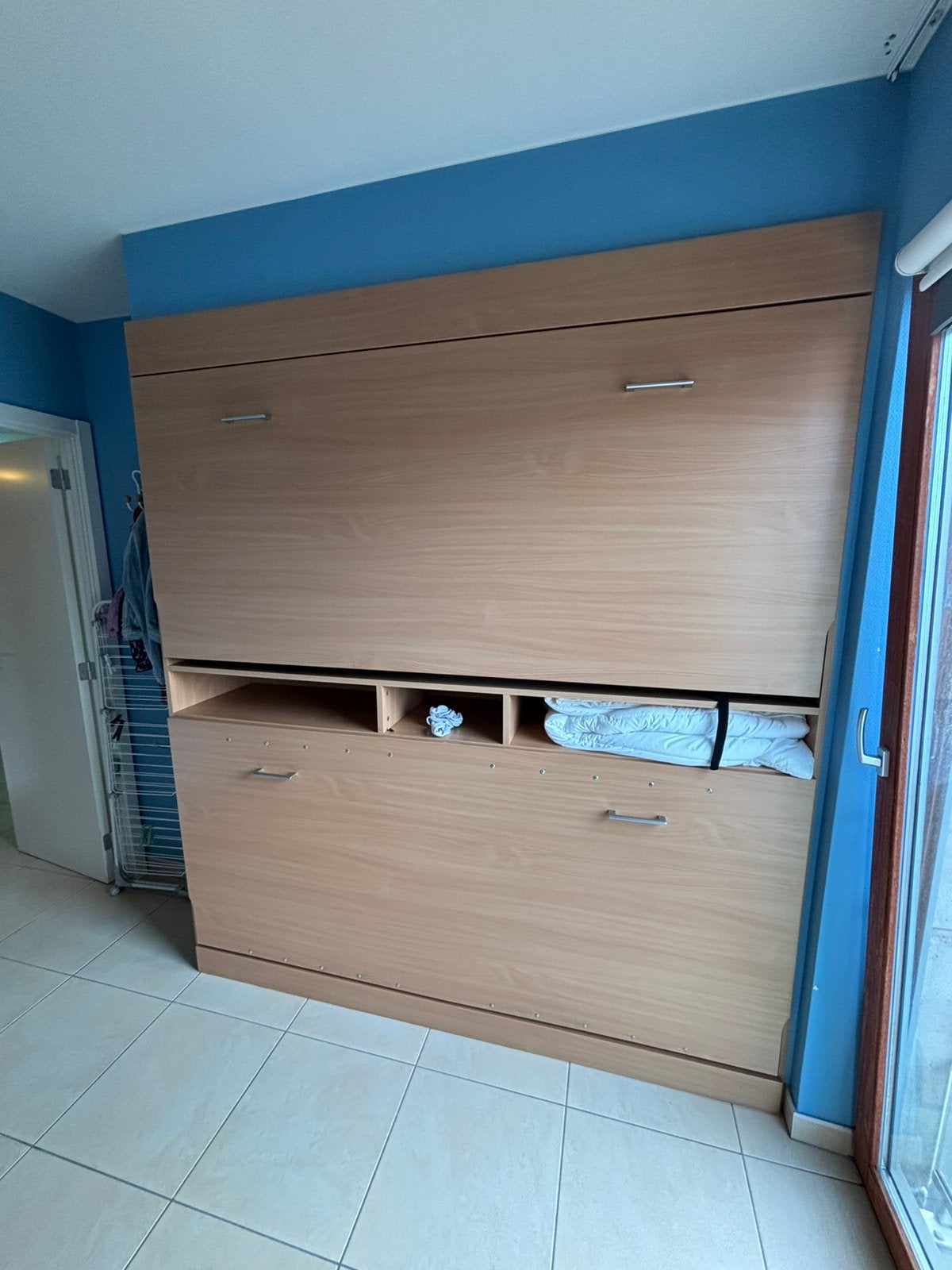 Opklapbed stapelbed bedkast inbouw, Ophalen, Zo goed als nieuw, Eenpersoons, Stapelbed