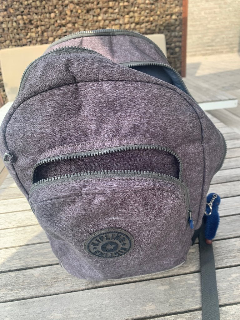 Boekentas Kipling en zwemzak, Ophalen, Gebruikt, Grijs, Rugtas