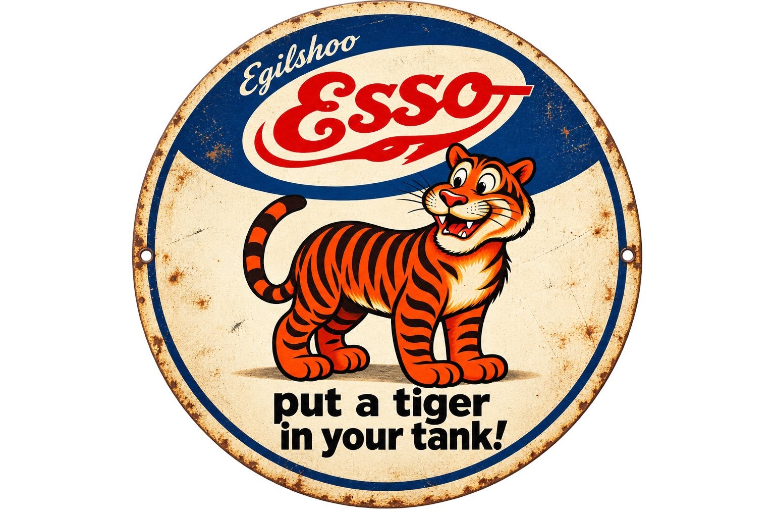 Metalen reclamebord Esso rond - retro vintage mancave, Ophalen of Verzenden, Nieuw, Reclamebord