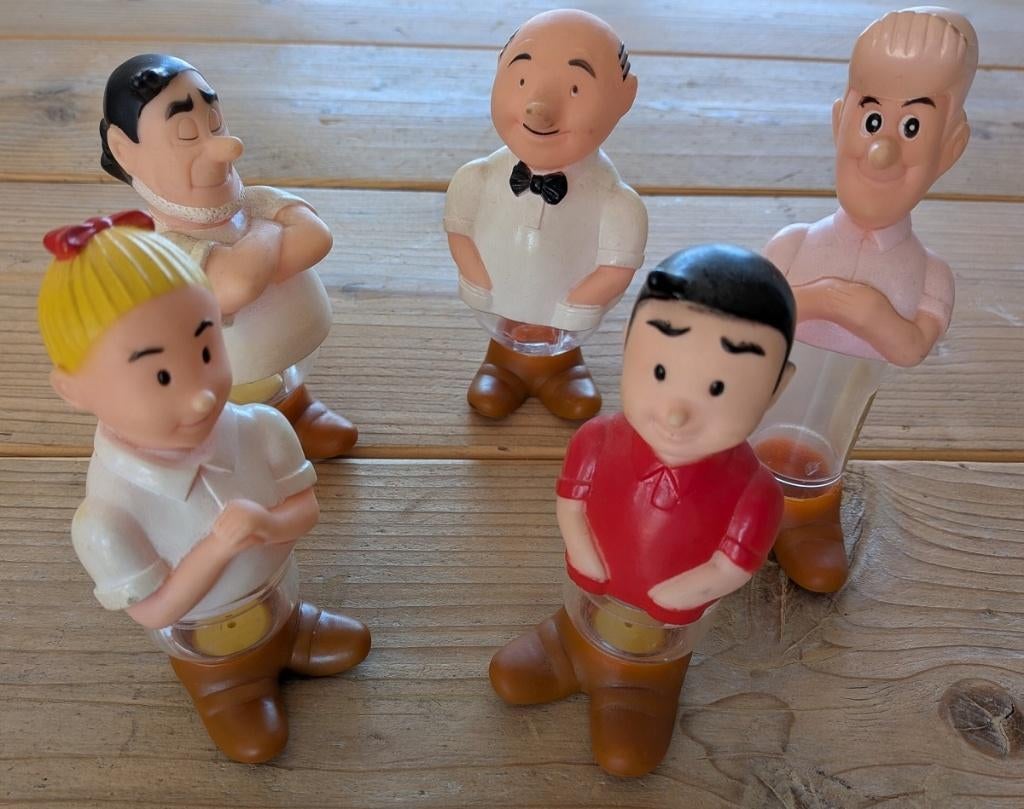 Vintage snoepbeeldjes van de stripfiguren Suske en Wiske, Ophalen of Verzenden, Suske en Wiske, Gebruikt, Beeldje of Figuurtje