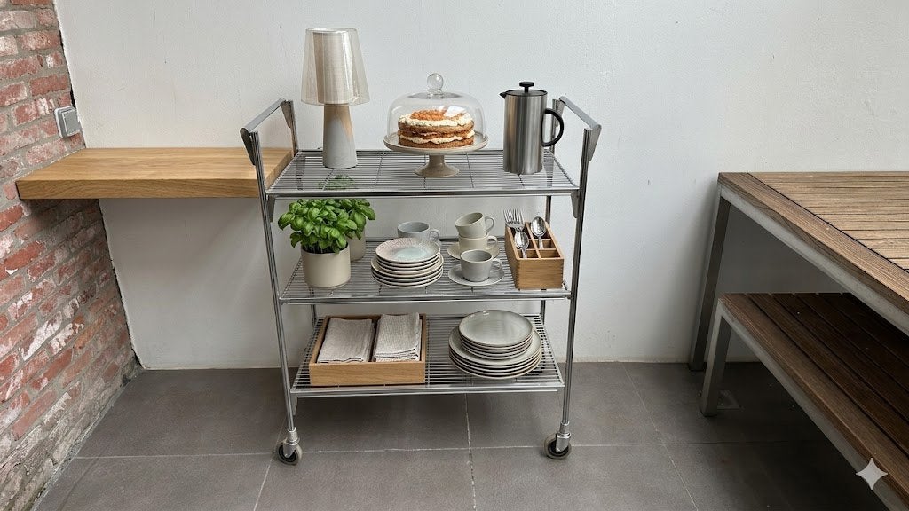 Table d'appoint - porte-bagages latéral sur roulettes., 25 à 50 cm, Enlèvement ou Envoi, 50 à 100 cm, Comme neuf