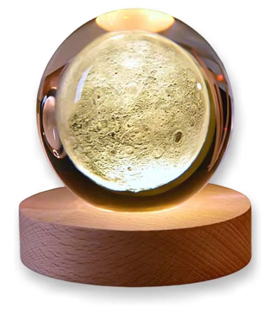 Lampe de chevet Lune en forme de boule de cristal 3D, Enlèvement